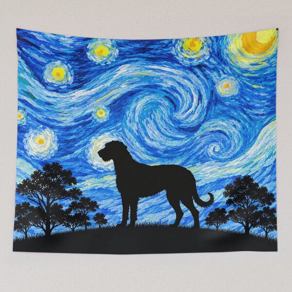 Item preview, Funny Irish Wolfhound Dog Starry Night Painting Moon Star Mom Dad Kids designed and sold by FurryHavenPH.