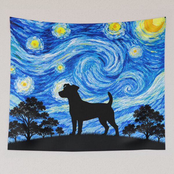Item preview, Funny Jack Russell Dog Starry Night Painting Moon Star Mom Dad Kids designed and sold by FurryHavenPH.