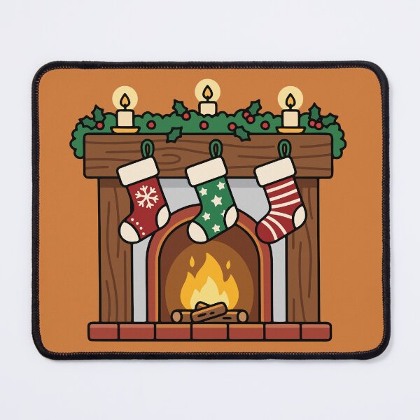 Item preview, Cozy Christmas Fireplace with Holiday Stockings designed and sold by AIG - Andrei Ilie Graphics.