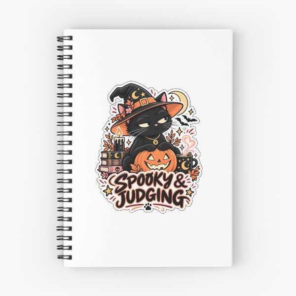 Item preview, Spooky & Judging – Funny Black Cat Halloween Witch Sticker designed and sold by InspireHerTribe.