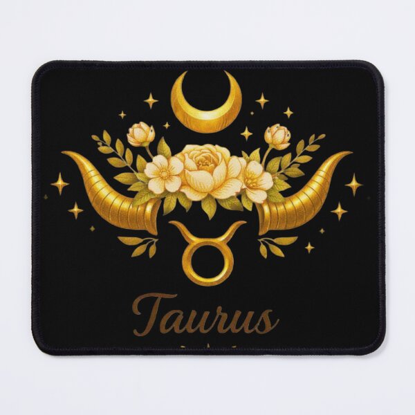Item preview, Taurus Zodiac Boho Celestial Gold Floral Horns Art designed and sold by BohoMysticArt.