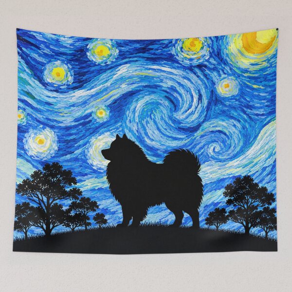 Item preview, Funny Keeshond Dog Starry Night Painting Moon Star Mom Dad Kids designed and sold by FurryHavenPH.