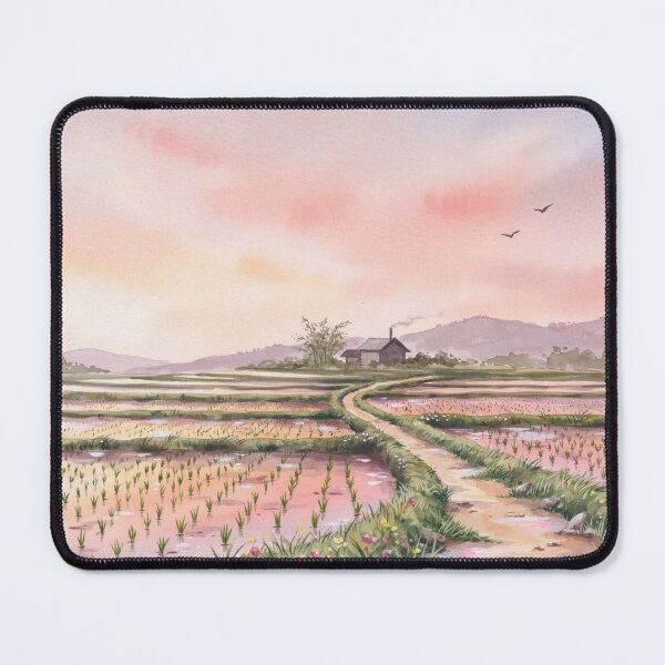 Item preview, Ghibli Style Watercolor Rice Terrace Sunset Countryside Illustration Vector designed and sold by Shutter-Dragon.