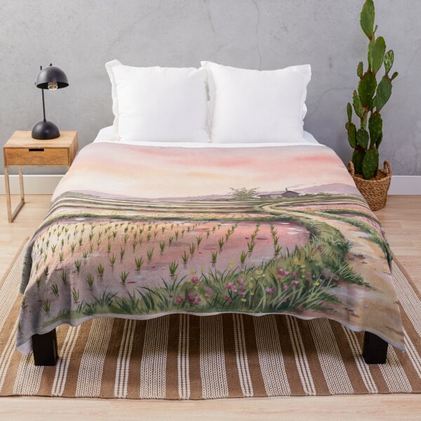 Item preview, Ghibli Style Watercolor Rice Terrace Sunset Countryside Illustration Vector designed and sold by Shutter-Dragon.