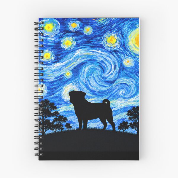 Item preview, Funny Pug Dog Starry Night Painting Moon Star Mom Dad Kids designed and sold by FurryHavenPH.