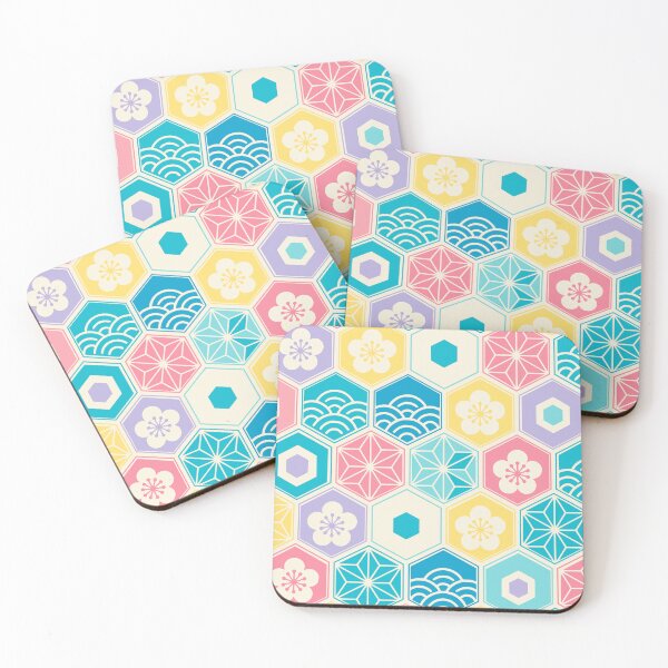 Item preview, Colorful Japanese Pattern with Plum Blossoms and Waves designed and sold by JapaneseWagaraStudio.