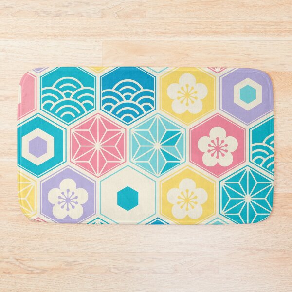 Item preview, Colorful Japanese Pattern with Plum Blossoms and Waves designed and sold by JapaneseWagaraStudio.