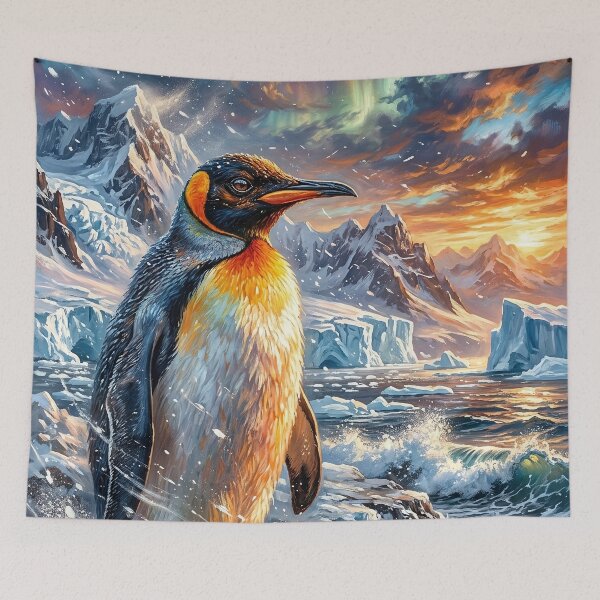 Item preview, Proud King Penguin Standing on a Glowing Antarctic Shore designed and sold by Lucid Dream Pixel.