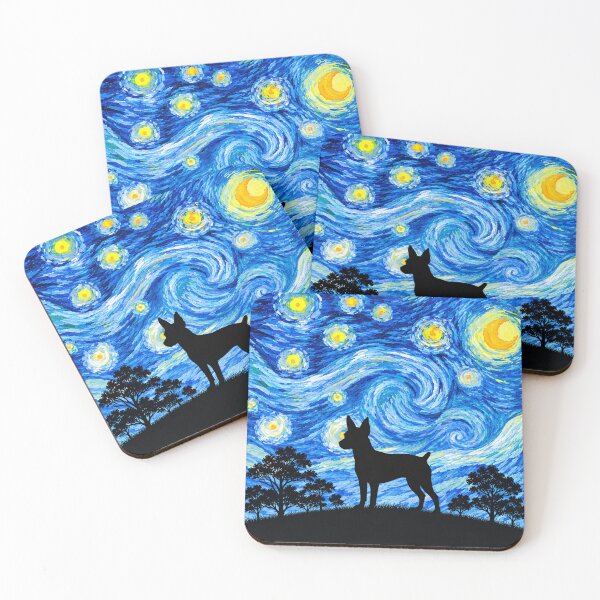 Item preview, Funny Rat Terrier Dog Starry Night Painting Moon Star Mom Dad Kids designed and sold by FurryHavenPH.