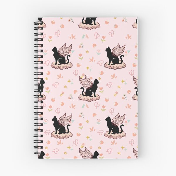 Item preview, Mystical Black Cat Winged Cloud Seamless Pattern Pink designed and sold by prapapon.