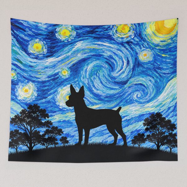 Item preview, Funny Rat Terrier Dog Starry Night Painting Moon Star Mom Dad Kids designed and sold by FurryHavenPH.