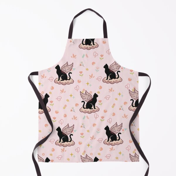 Item preview, Mystical Black Cat Winged Cloud Seamless Pattern Pink designed and sold by prapapon.