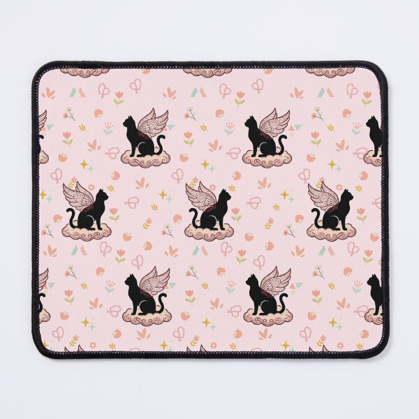 Item preview, Mystical Black Cat Winged Cloud Seamless Pattern Pink designed and sold by prapapon.