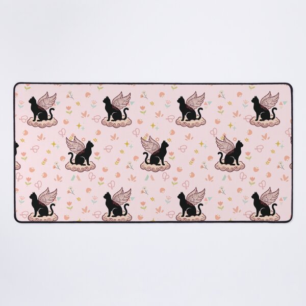 Item preview, Mystical Black Cat Winged Cloud Seamless Pattern Pink designed and sold by prapapon.