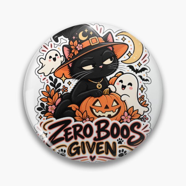 Item preview, Zero Boos Given – Funny Black Cat Halloween Ghost Sticker designed and sold by InspireHerTribe.