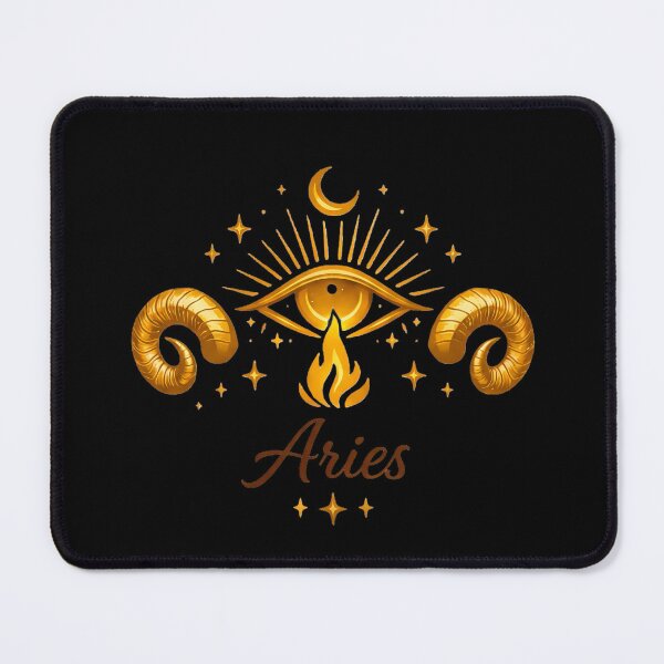 Item preview, Aries Zodiac Boho Celestial Gold Ram Horns Art designed and sold by BohoMysticArt.