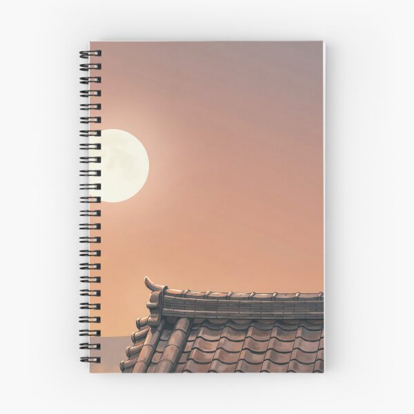Item preview, Japandi Style Sunset Full Moon Temple Roof Landscape Illustration Vector designed and sold by Shutter-Dragon.