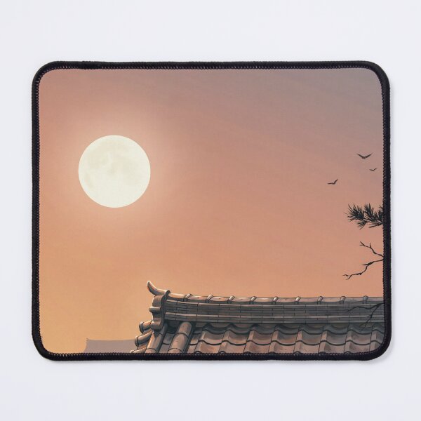 Item preview, Japandi Style Sunset Full Moon Temple Roof Landscape Illustration Vector designed and sold by Shutter-Dragon.