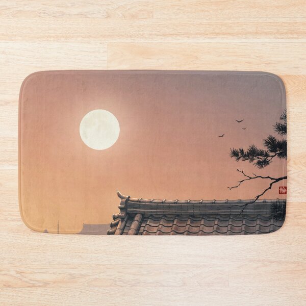 Item preview, Japandi Style Sunset Full Moon Temple Roof Landscape Illustration Vector designed and sold by Shutter-Dragon.