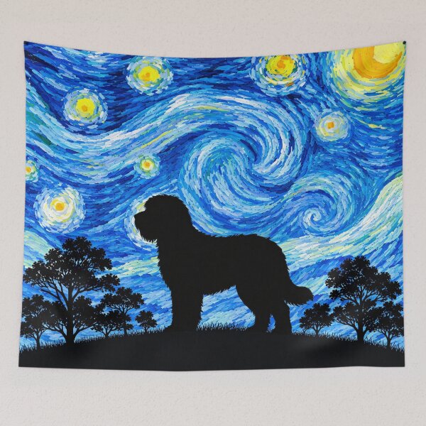 Item preview, Funny Saint Berdoodle Dog Starry Night Painting Moon Star Mom Dad Kids designed and sold by FurryHavenPH.