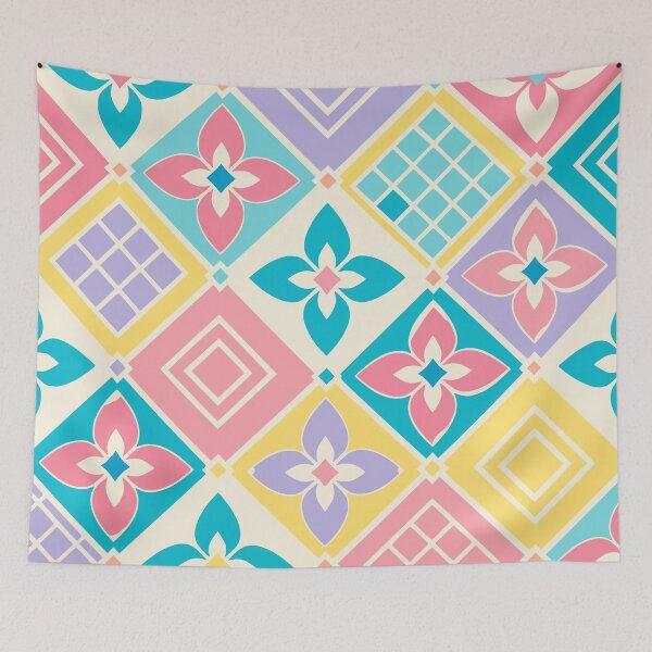Item preview, Colorful Japanese Flower and Diamond Tile Pattern designed and sold by JapaneseWagaraStudio.