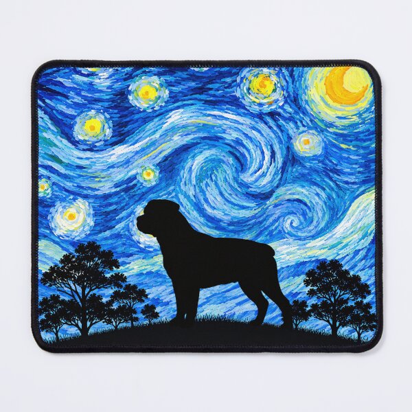 Item preview, Funny Rottweiler Dog Starry Night Painting Moon Star Mom Dad Kids designed and sold by FurryHavenPH.