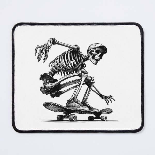 Item preview, Skeleton Skateboarding with Hat Linocut Art designed and sold by Lady-K-.