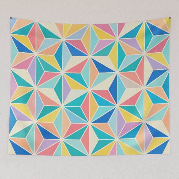 Item preview, Colorful Japanese Star Pattern in Pastel Triangles designed and sold by JapaneseWagaraStudio.