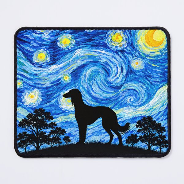 Item preview, Funny Saluki Dog Starry Night Painting Moon Star Mom Dad Kids designed and sold by FurryHavenPH.