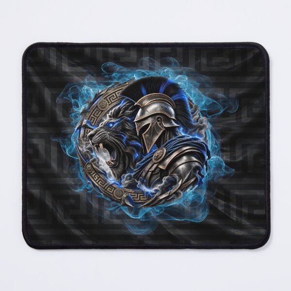 Item preview, Spartan Warrior & Lion – Electric Blue Warrior Spirit designed and sold by artistwill.