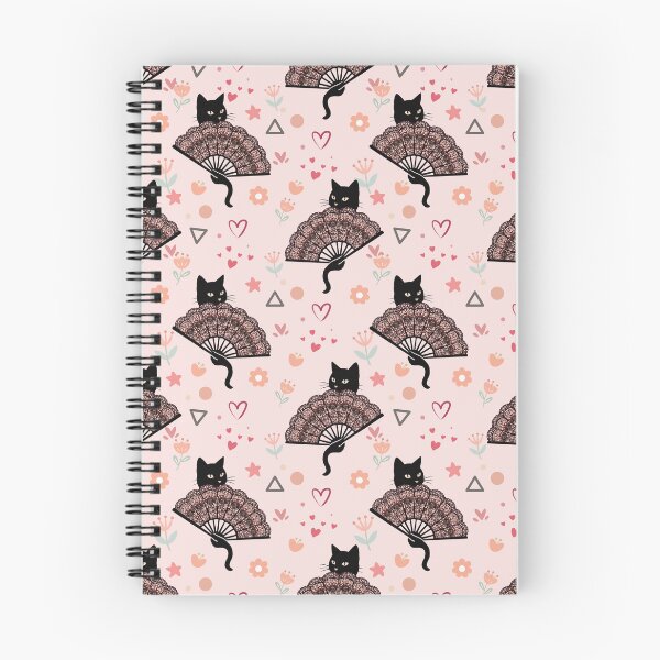Item preview, Black Cat Lace Fan Seamless Pink Vector Pattern designed and sold by prapapon.
