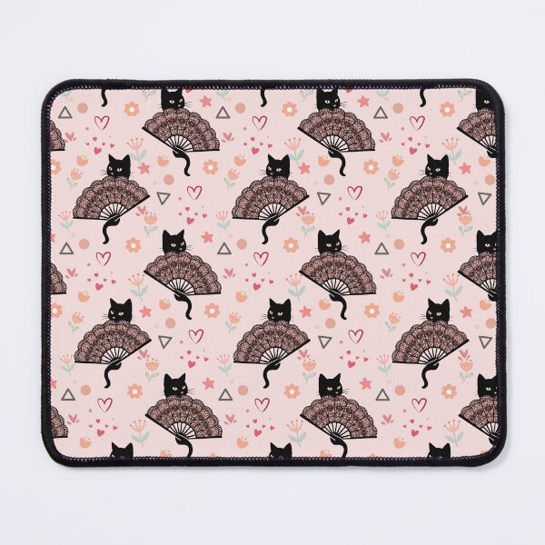 Item preview, Black Cat Lace Fan Seamless Pink Vector Pattern designed and sold by prapapon.