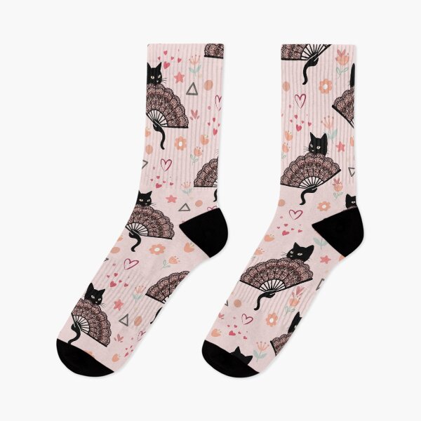 Item preview, Black Cat Lace Fan Seamless Pink Vector Pattern designed and sold by prapapon.