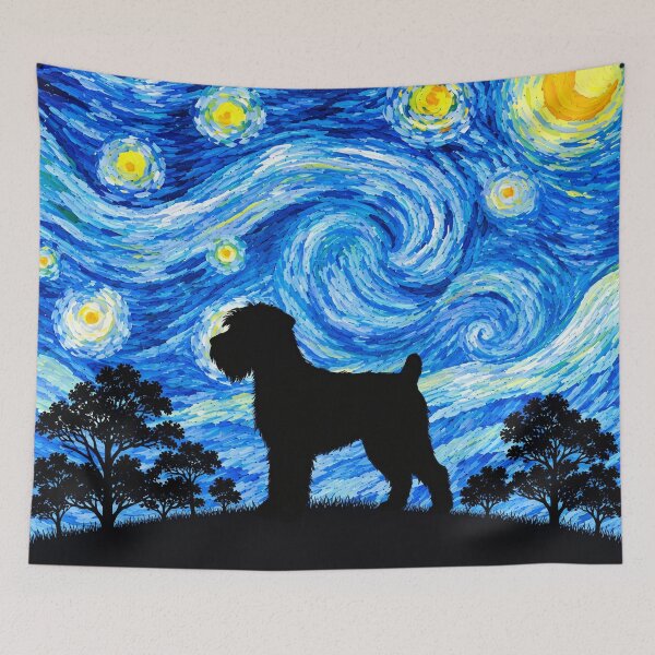 Item preview, Funny Schnoodle Dog Starry Night Painting Moon Star Mom Dad Kids designed and sold by FurryHavenPH.