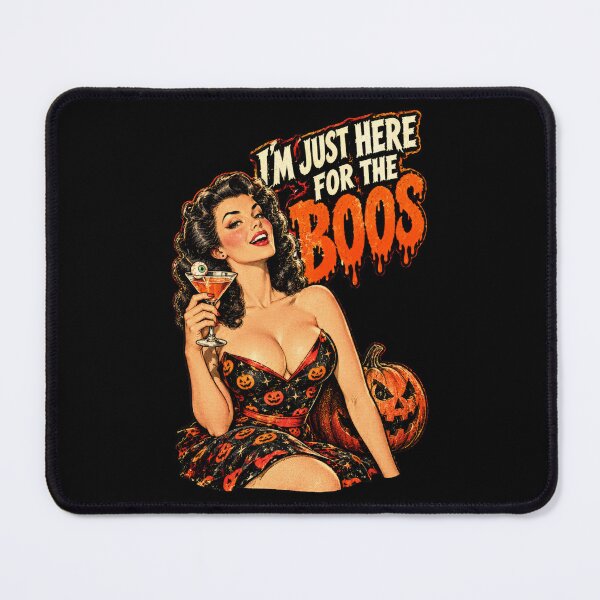 Item preview, I’m Just Here for the Boos – Vintage Halloween Pin-Up designed and sold by DopeyRobot.