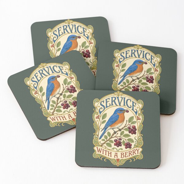 Item preview, Eastern Bluebird Serviceberry Art Nouveau Bird Garden Illustration designed and sold by shifumart.