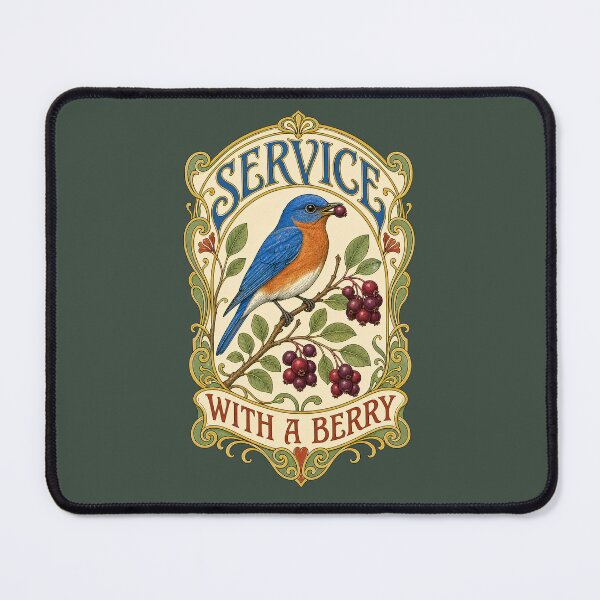 Artikelvorschau, Östlicher Blauvogel, Felsenbirne, Jugendstil, Vogelgartenillustration entworfen und verkauft von shifumart.