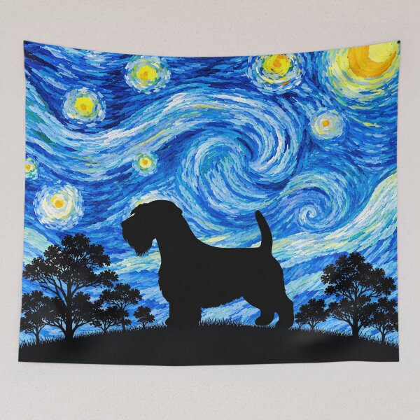 Item preview, Funny Sealyham Terrier Dog Starry Night Painting Moon Star Mom Dad Kids designed and sold by FurryHavenPH.