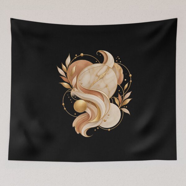Item preview, Boho Celestial Abstract Gold Sphere and Waves Art designed and sold by BohoMysticArt.