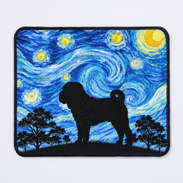 Item preview, Funny Shar Pei Dog Starry Night Painting Moon Star Mom Dad Kids designed and sold by FurryHavenPH.