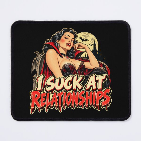 Item preview, I Suck at Relationships – Vampire Pin-Up designed and sold by DopeyRobot.