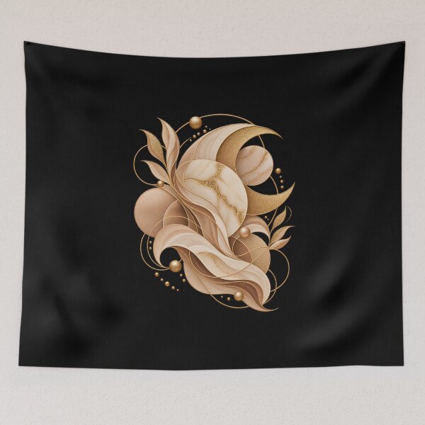 Item preview, Boho Celestial Planets and Gold Waves Art designed and sold by BohoMysticArt.