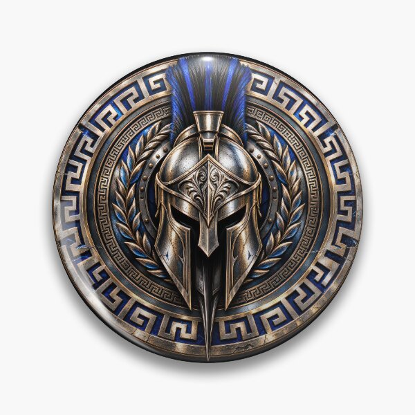 Item preview, Spartan Warrior Emblem – Blue Crest Greek Shield designed and sold by artistwill.