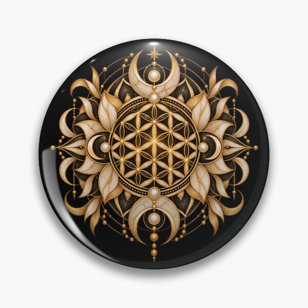 Item preview, Boho Celestial Flower of Life Gold Mandala Art designed and sold by BohoMysticArt.