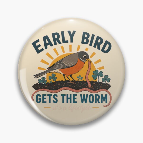 Item preview, American Robin Early Bird Worm Mid Century Modern Garden Bird designed and sold by shifumart.