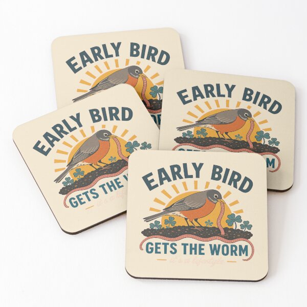 Item preview, American Robin Early Bird Worm Mid Century Modern Garden Bird designed and sold by shifumart.