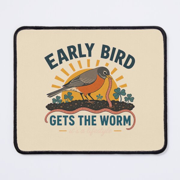 Item preview, American Robin Early Bird Worm Mid Century Modern Garden Bird designed and sold by shifumart.
