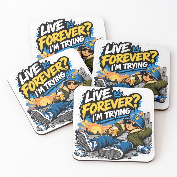 Item preview, Live Forever? I’m Trying – Britpop Inspired Music Quote designed and sold by Terrace-Cartel.