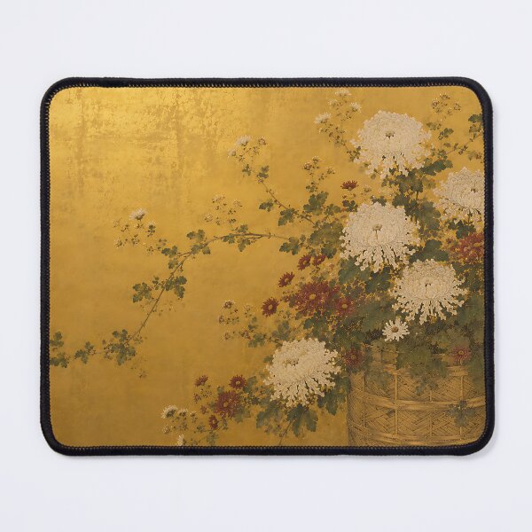 Item preview, Vintage Japanese Gold Leaf Chrysanthemum Painting Print designed and sold by artswag.