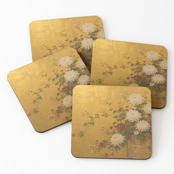 Item preview, Vintage Japanese Gold Leaf Chrysanthemum Painting Print designed and sold by artswag.